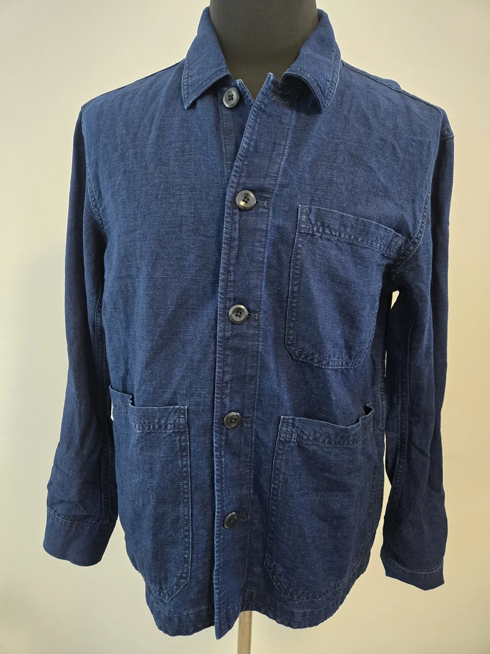 Banana Republic Linen Cotton Navy Blue Button Jacket Size S
